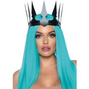 LEG AVENUE - Kunstleder Maleficent Krone mit Nieten Schwarz