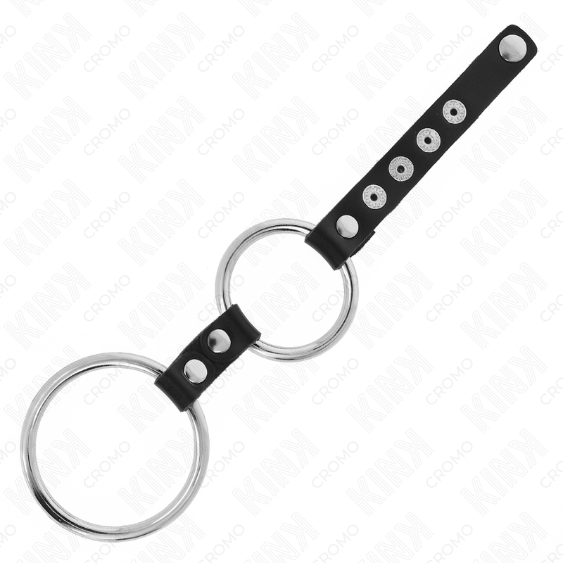 KINK - DOPPELTEN PENISRING AUS METALL 3,8 CM BIS 5 CM MIT LEDER VERBUNDEN