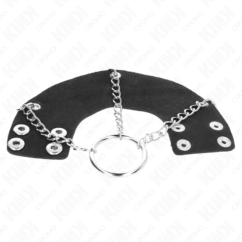 KINK - Penisring 4 cm Kette 7 cm Metall mit Ledergurte