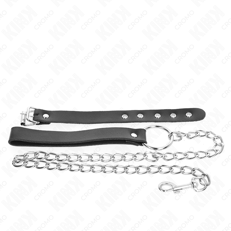 KINK - Penisring aus Leder mit Riemen 21,5 x 2 cm und Metallkette 60 cm