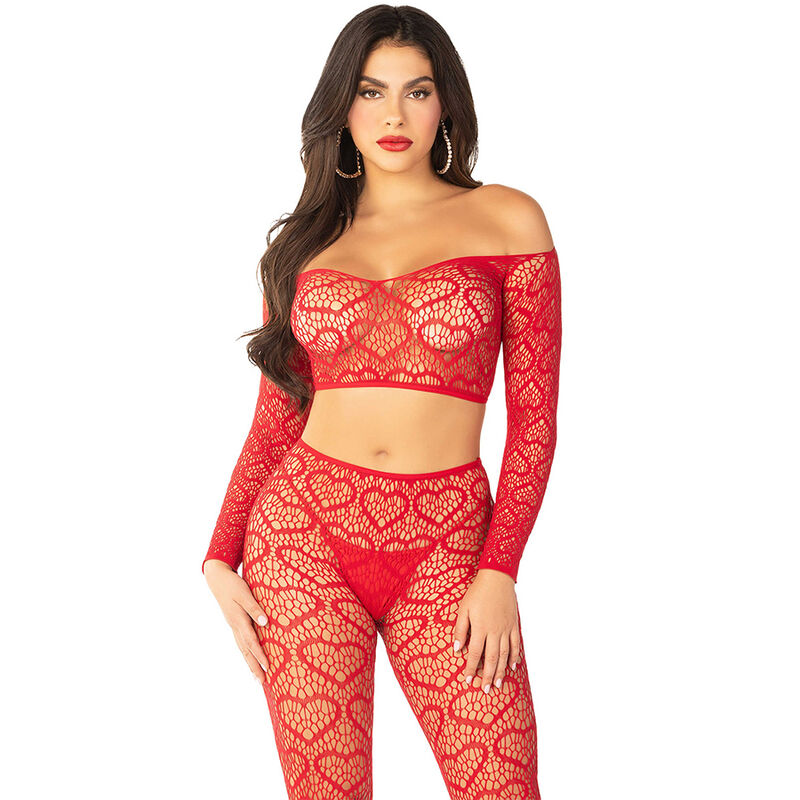 LEG AVENUE - CROP TOP + STRÜMPFE Rot Einheitsgröße