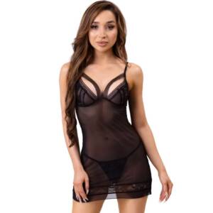 MELISENDA CF 1709 Bademantel + Hemd + String Schwarz S