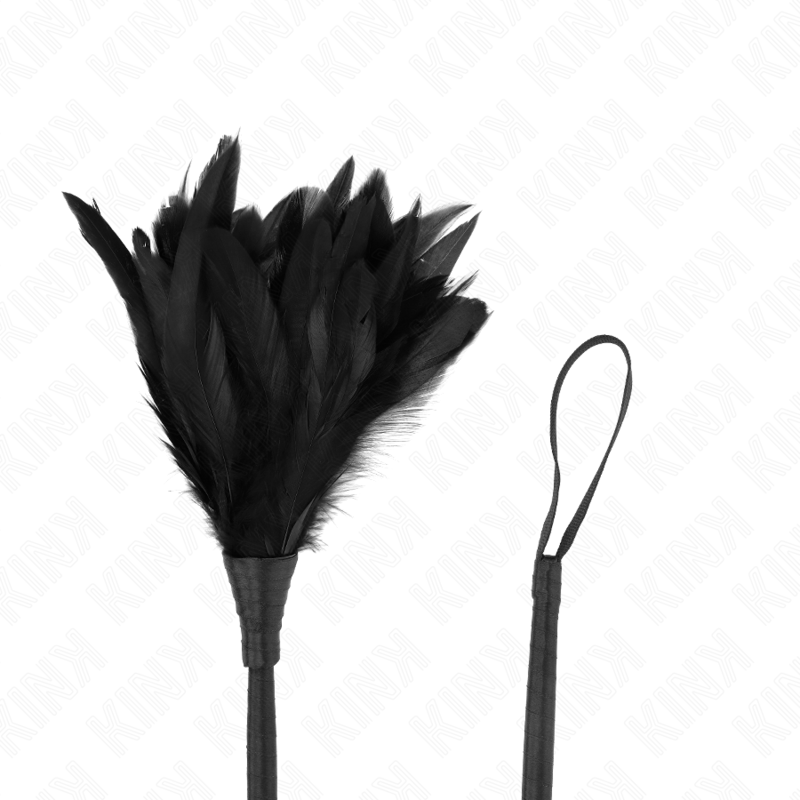 KINK - SCHWARZE DIENSTMÄDCHEN HORNFORM Kitzel HÜHNERFEDERN 36 CM