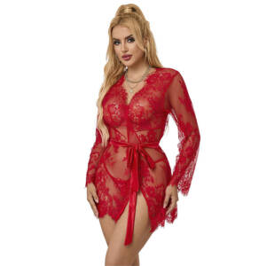 SUBBLIME - 953782 Spitzen-Nachthemd + String Rot L/XL