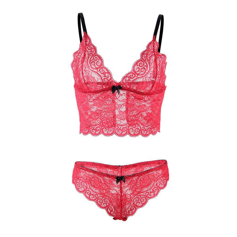 SUBBLIME - 953904 Nachthemd + Höschen aus Seide und Spitze Rot L/XL