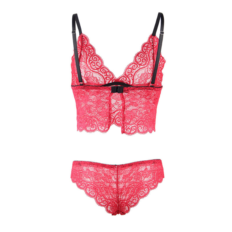 SUBBLIME - 953904 Nachthemd + Höschen aus Seide und Spitze Rot L/XL