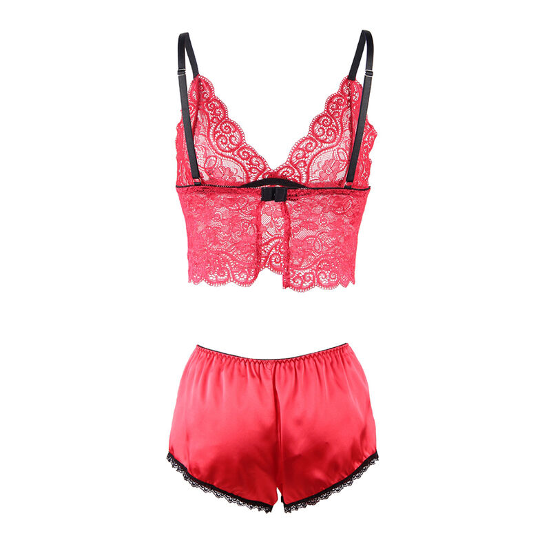 SUBBLIME - 953904 Nachthemd + Höschen aus Seide und Spitze Rot L/XL