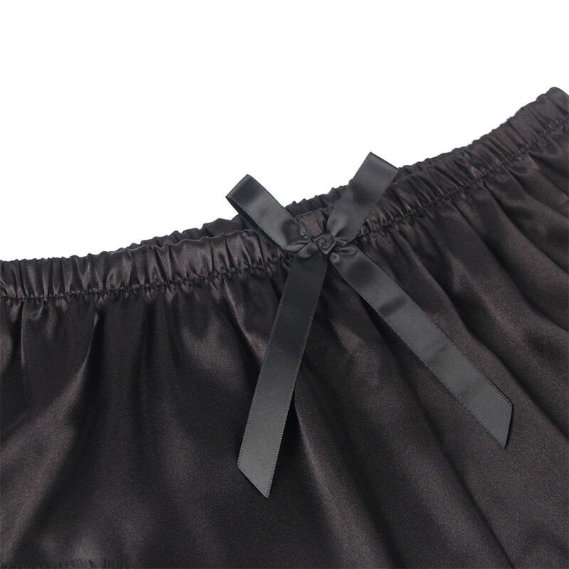 SUBBLIME - 953935 Lässiges Seiden-Nachthemd + Spitzenhose Schwarz S/M