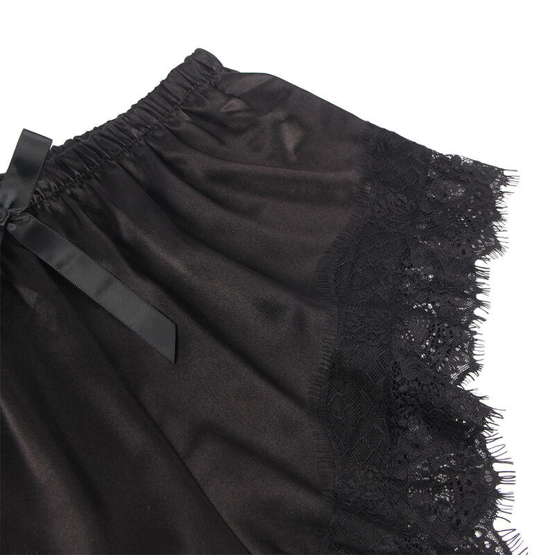SUBBLIME - 953942 Lässiges Seiden-Nachthemd + Spitzenhose Schwarz L/XL