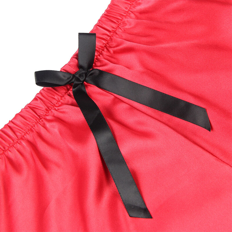 SUBBLIME - 953966 Lässiges Seiden-Nachthemd + Spitzenhose Schwarz/Rot L/XL