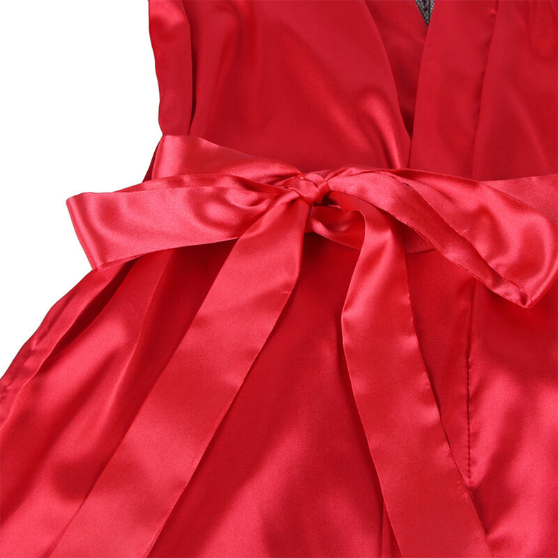 SUBBLIME - 954017 Spitzen-Unterhemd mit transparentem Rücken und String, Rot/Schwarz, S/M