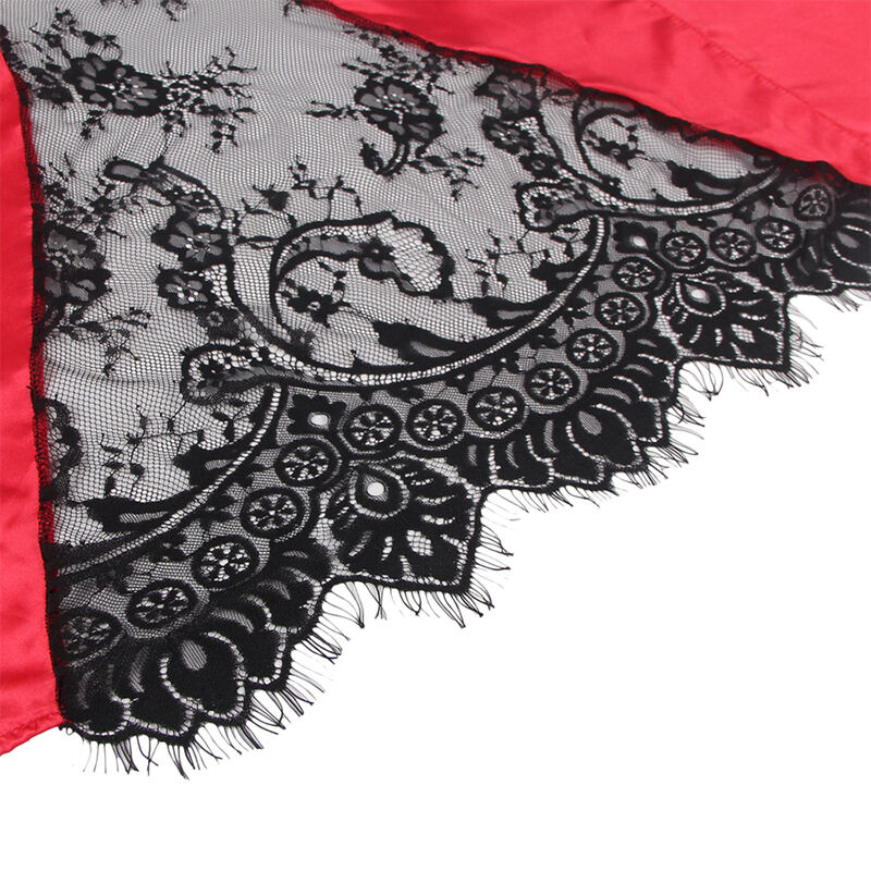 SUBBLIME - 954024 Spitzen-Unterhemd mit transparentem Rücken und String, Rot/Schwarz, L/XL