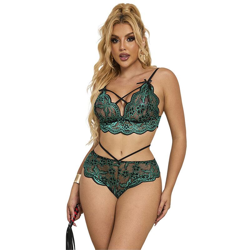 SUBBLIME - 954086 BH + Höschen Spitze Grün S/M