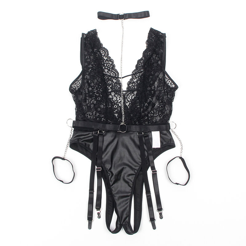 SUBBLIME - 954383 Sexy Body mit Strumpfgürtel Schwarz S/M