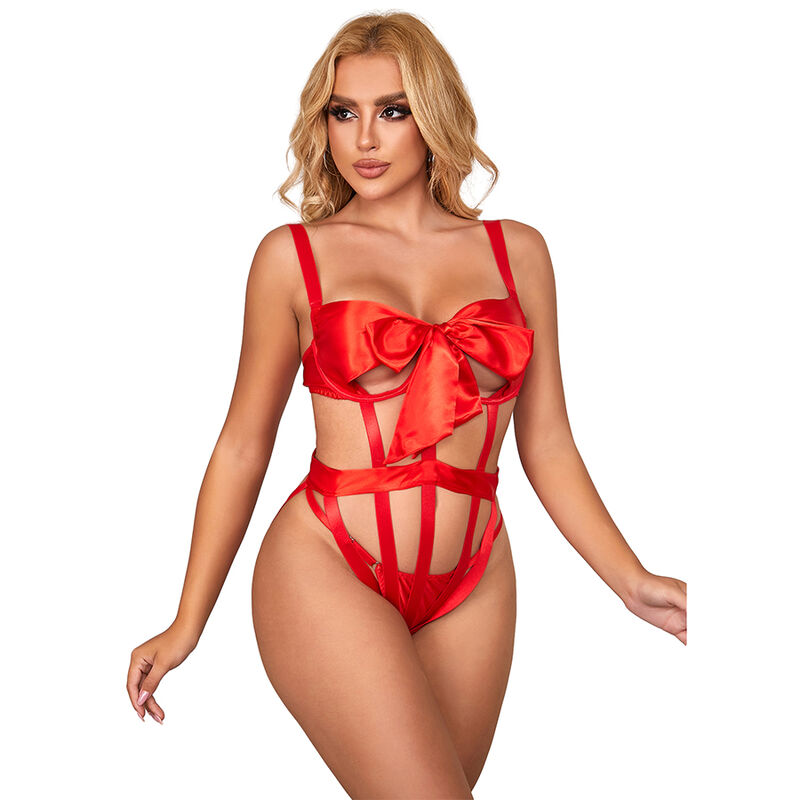 SUBBLIME - 954468 SEXY DURCHBROCHENER BODY MIT SCHLEIFE ROT S/M