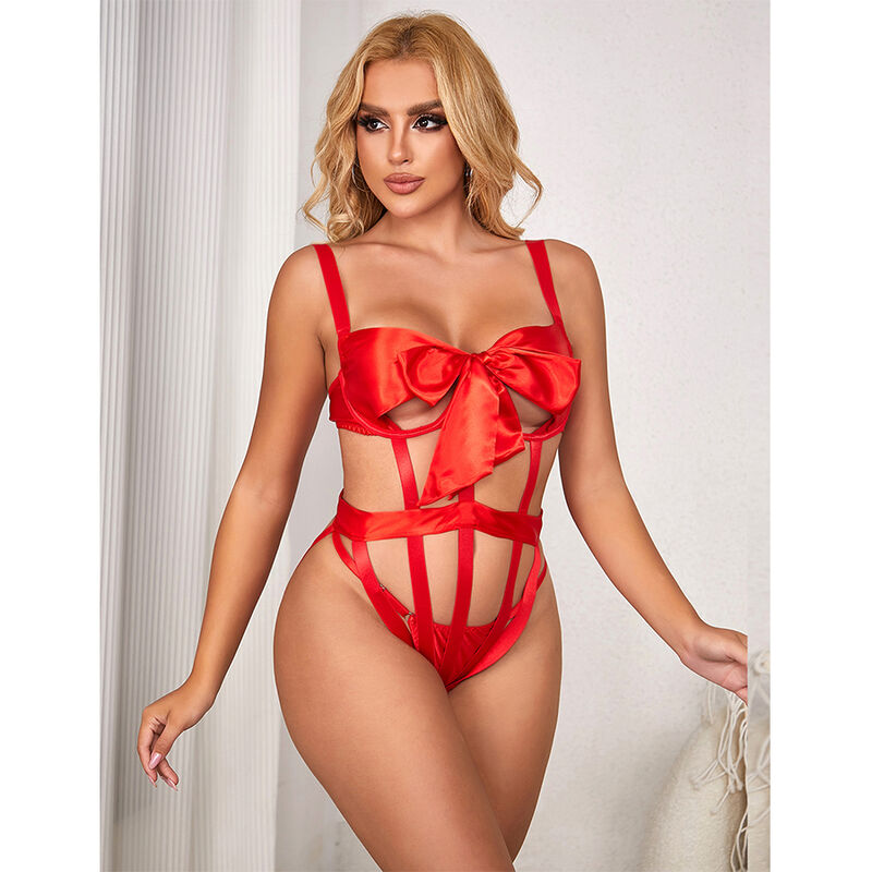 SUBBLIME - 954468 SEXY DURCHBROCHENER BODY MIT SCHLEIFE ROT S/M