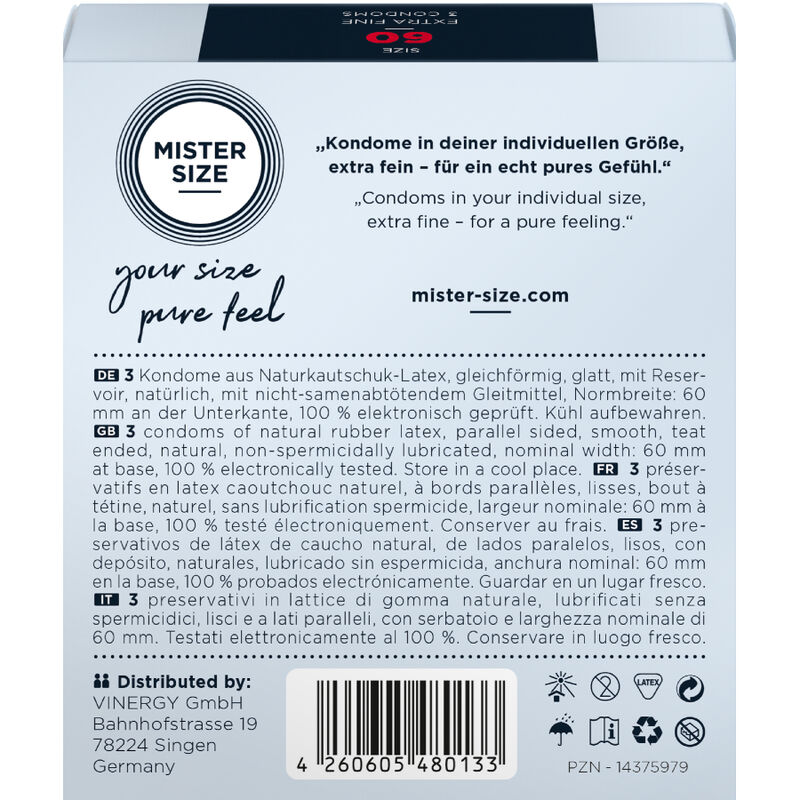 MISTER SIZE - Kondomgröße XL 60 mm (3 Einheiten)