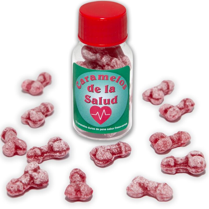 DIABLO PICANTE - 12 Gesundheitsbonbons Penisform Erdbeere/Kirsche