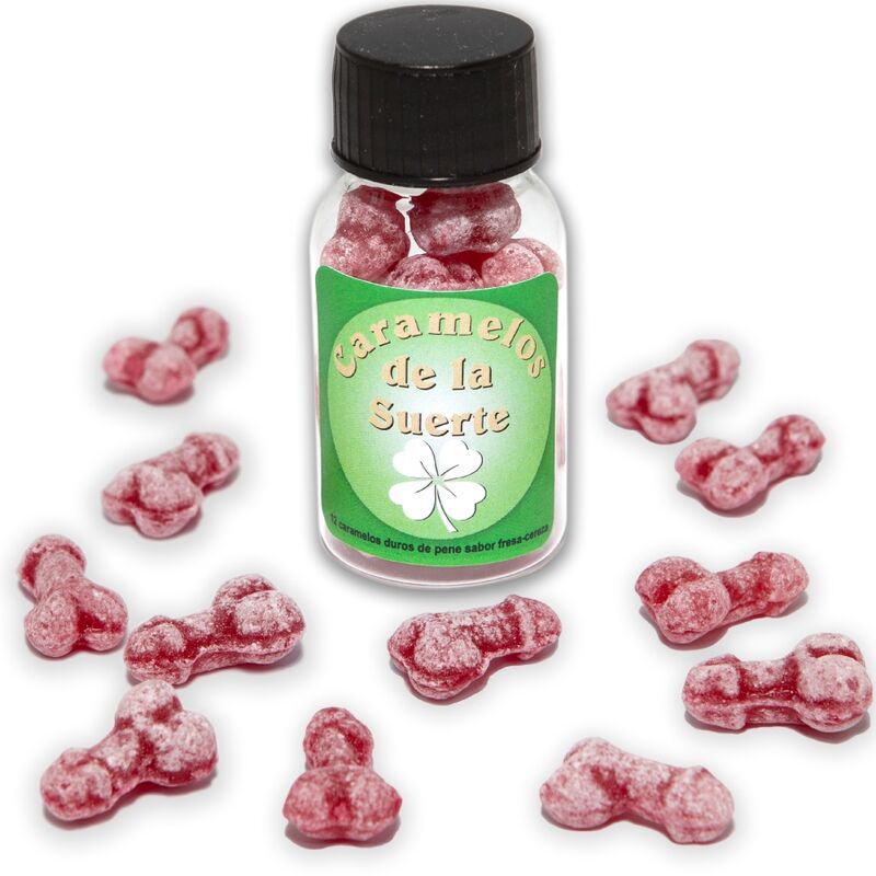 DIABLO PICANTE - 12 penisförmige Glücksbonsbons Erdbeere/Kirsche