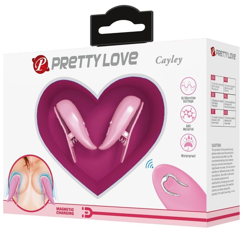 PRETTY LOVE - CAILEY Nippelklemmen 10 Vibrationen Fernbedienung Rosa