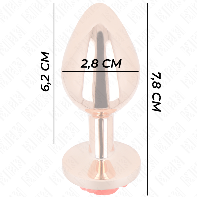 KINK - Rosa goldener Analplug mit roter Rose
