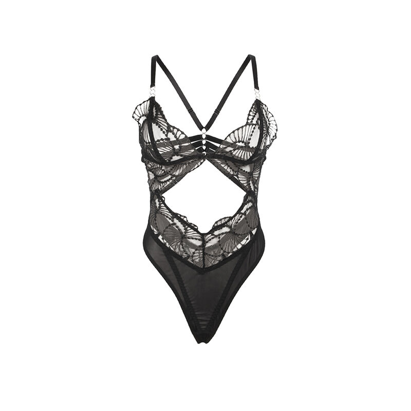 SUBBLIME - 955229 Transparenter Body mit Hohlspitze Schwarz L/XL