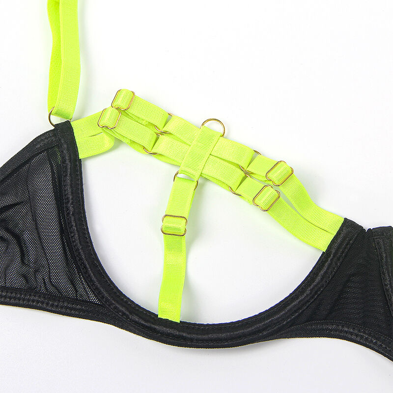 SUBBLIME - 955281 BH-SET MIT HALSKETTE UND BEINDETAILS FLUORESZIERENDES GRÜN L/XL