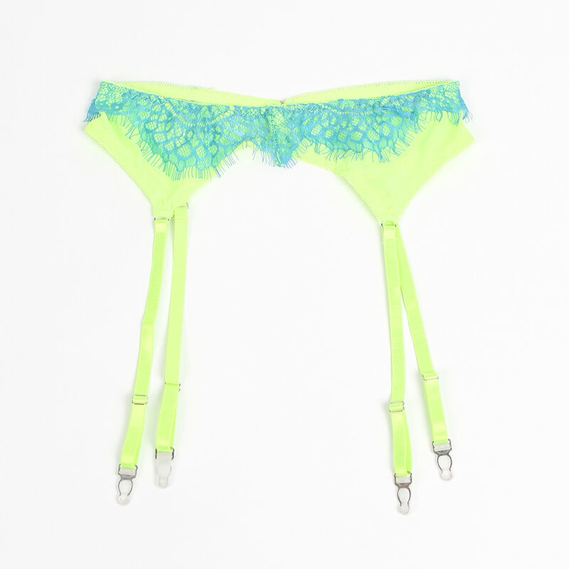 SUBBLIME - 955311 BH-SET MIT SPITZE UND STRUMPFBAND GRÜN UND BLAU S/M
