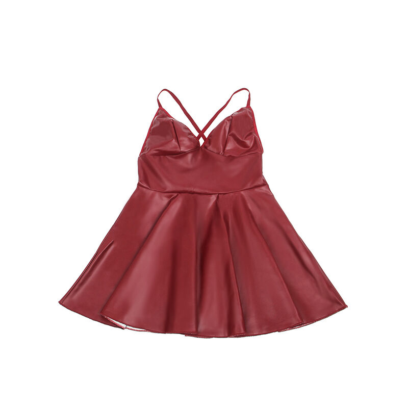 SUBBLIME - 955403 Kleid mit burgunderroten Lederträgern L/XL
