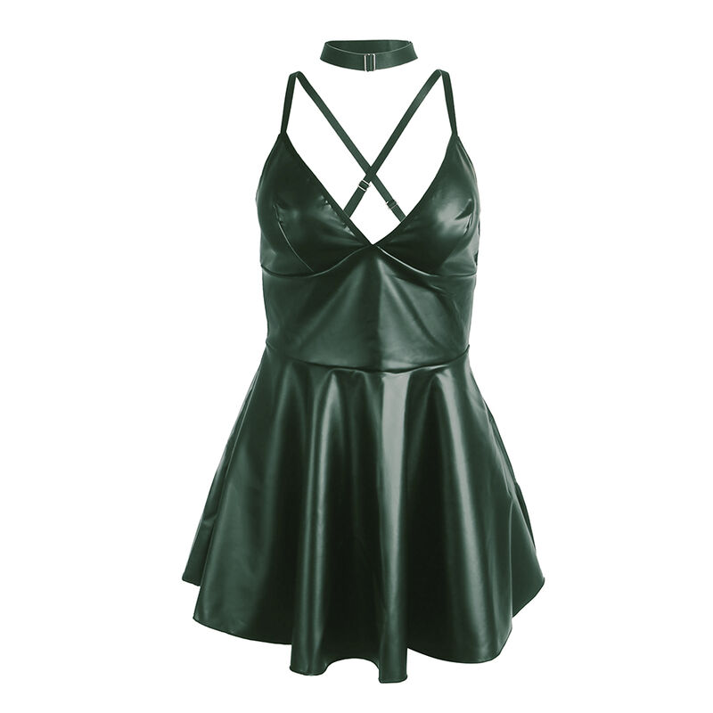 SUBBLIME - 955434 Kleid mit grünen Lederträgern S/M