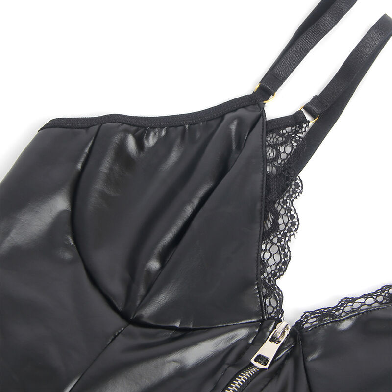 SUBBLIME - 955458 Schwarzer Lederbody mit Reißverschluss S/M