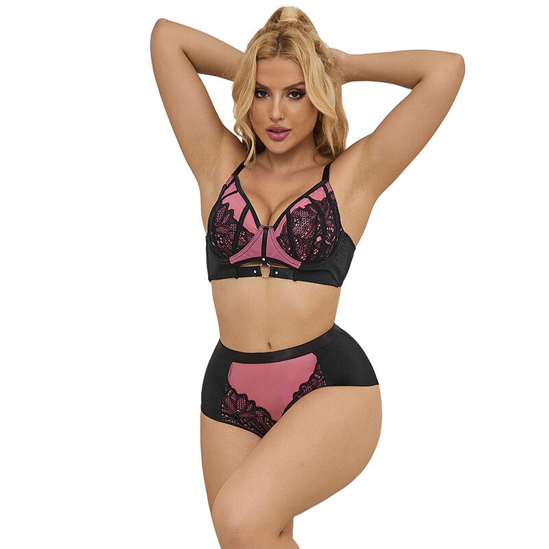 SUBBLIME - 955588 Rosa Lackleder Mesh Reißverschluss BH Set L/XL