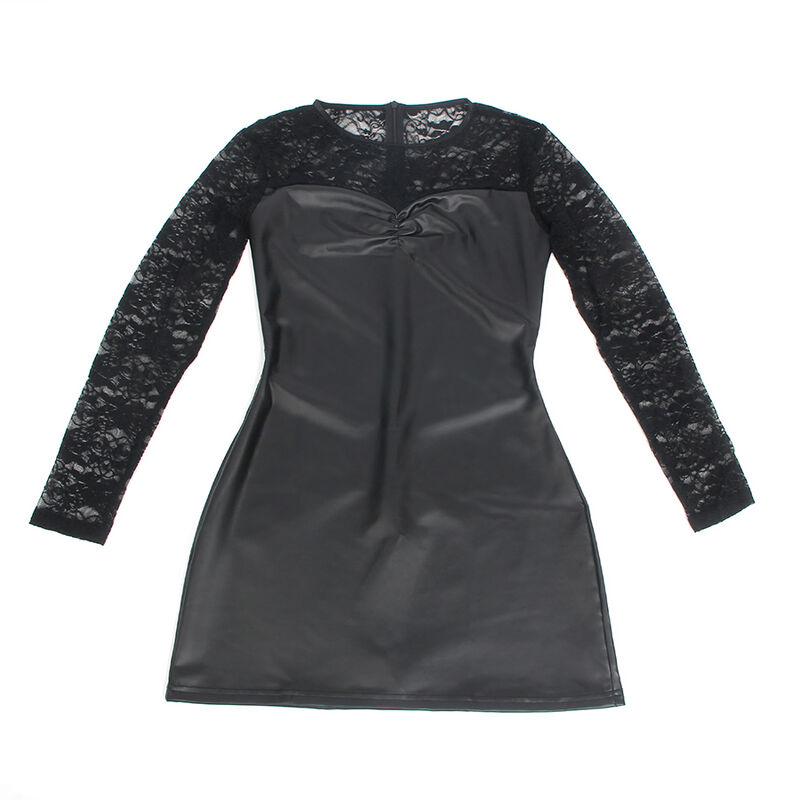 SUBBLIME - 955595 Langarmkleid mit schwarzer Spitze S/M