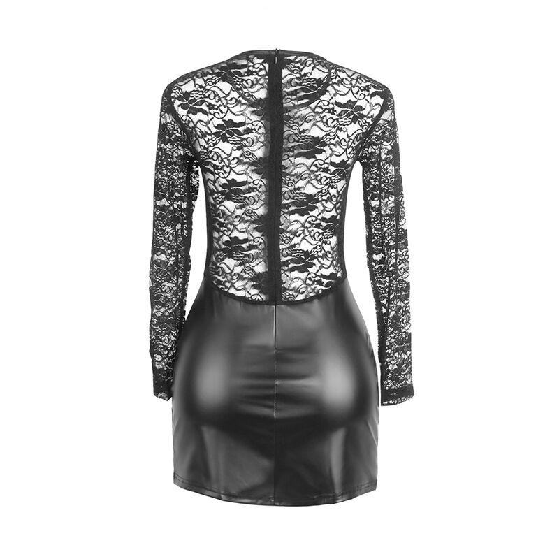 SUBBLIME - 955595 Langarmkleid mit schwarzer Spitze S/M
