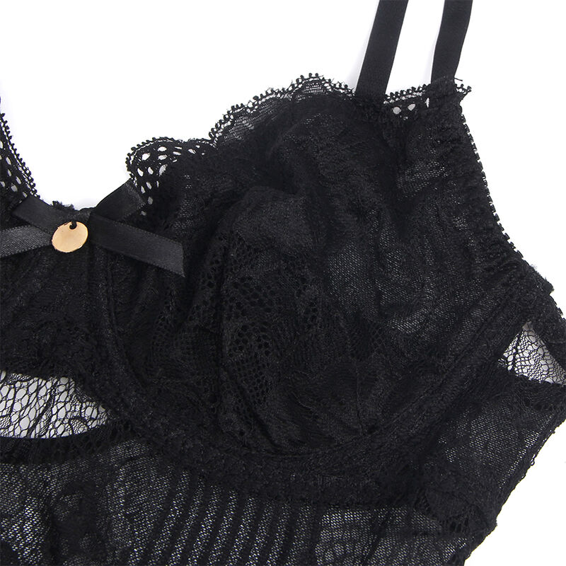 SUBBLIME - 955618 Spitzen-Bodysuit mit Unterteilverschluss Schwarz S/M
