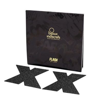 BIJOUX - INDISCRETS FLASH CROSS Schwarze Nippelkappen