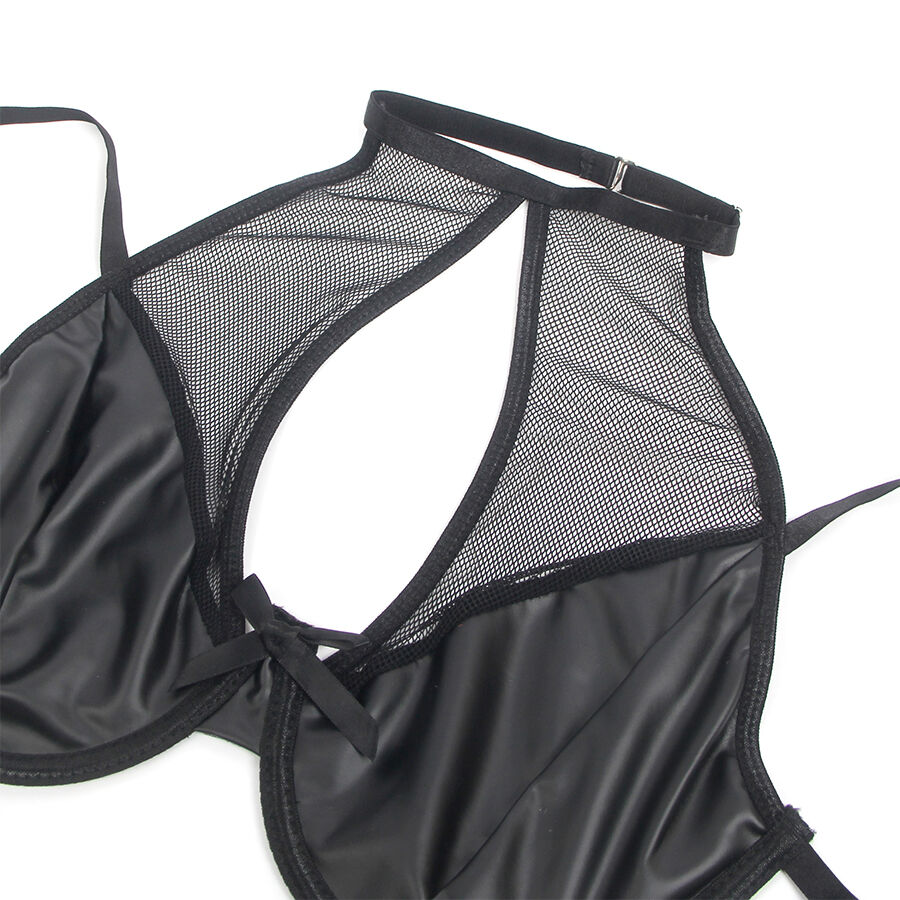 SUBBLIME - 957599 Leder-BH und Rock-Set Schwarz L/XL