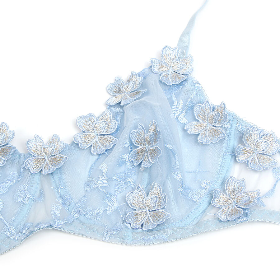 SUBBLIME - 957636 BH- und Slip-Set mit Blumenstickerei Himmelblau L/XL