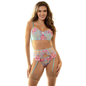 SUBBLIME - 957650 BH- und Strumpfgürtel-Set mit Blumenstickerei Rosa L/XL