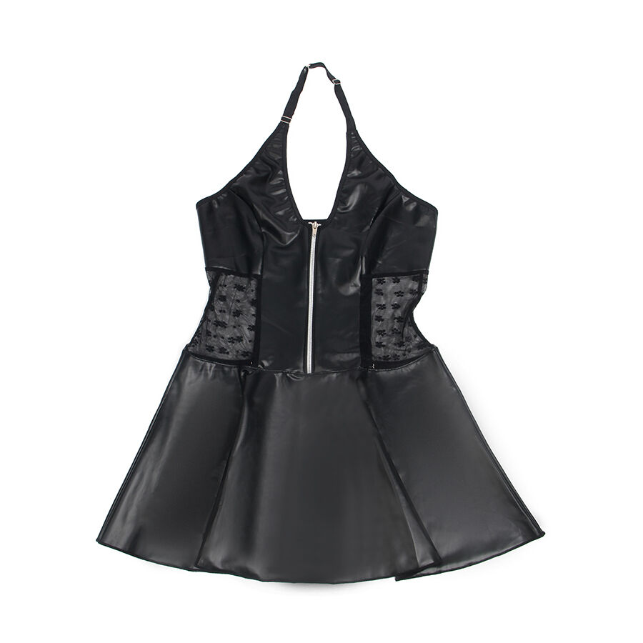 SUBBLIME - 957704 Lederkleid mit Spitzenreißverschluss Schwarz S/M