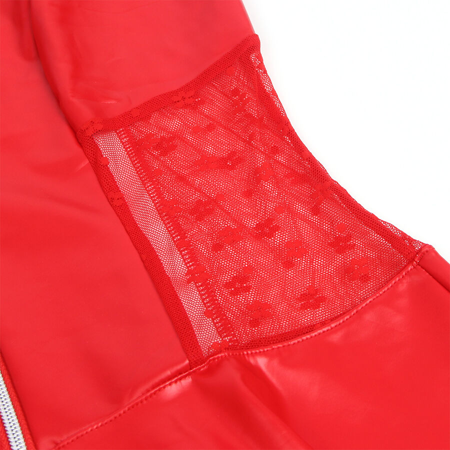 SUBBLIME - 957728 Lederkleid mit Spitzenreißverschluss Rot S/M