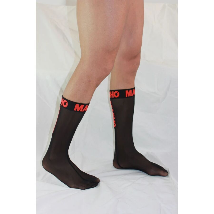 MACHO - Dünne Socken Einheitsgröße Schwarz/Rot
