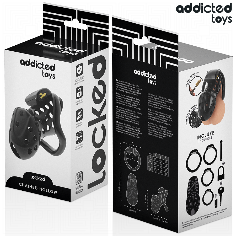 ADDICTED TOYS LOCKED - Angeketteter Hohlpeniskäfig 10,5 cm