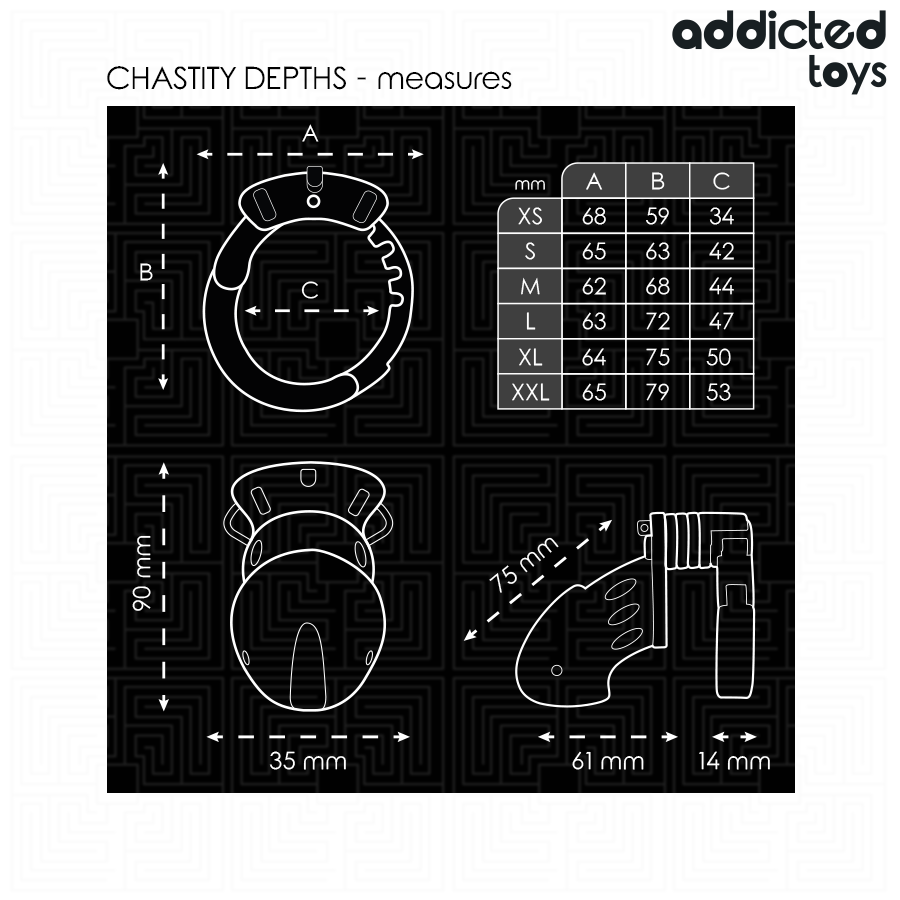 ADDICTED TOYS LOCKED - CHASTITY DEPTHS Penis käfig 7,5 cm