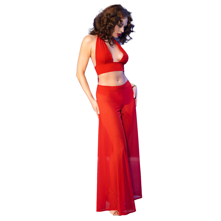 CHILIROSE - CR 4857 Rotes Top- und Hosen-Set