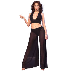 CHILIROSE - CR 4857 Schwarzes Top- und Hosen-Set