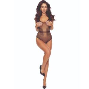 PASSION - BS115 Schwarzer Gitter-Bodystocking