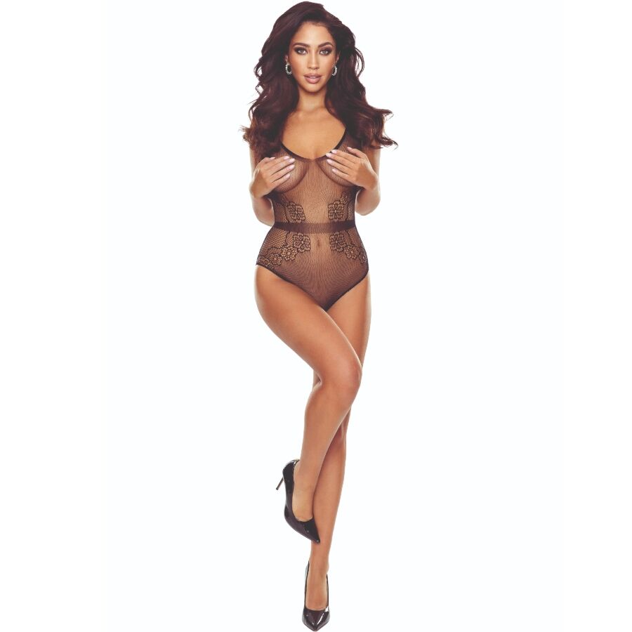 PASSION - BS115 Schwarzer Gitter-Bodystocking