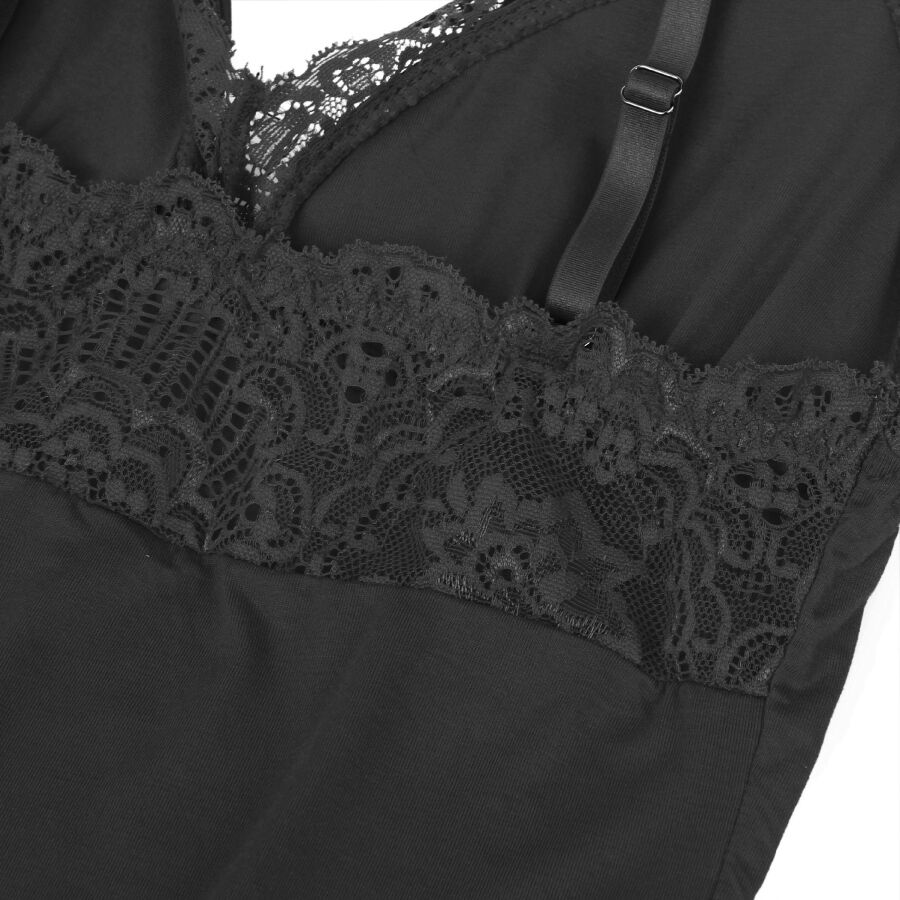 SUBBLIME - Schwarzer Teddy mit Blumen-Spitzen-Detail S/M