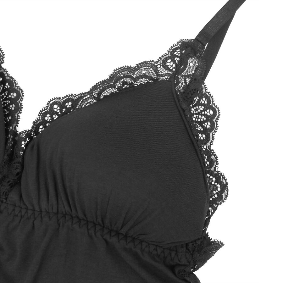 SUBBLIME - Schwarzer Teddy mit Blumen-Spitzen-Detail S/M